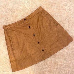 Camel wrap suede skirt